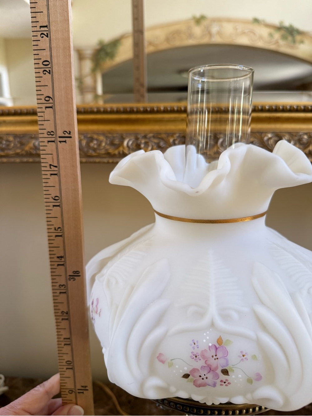 VTG Fenton 1995 Kristen’s Floral Handpainted Student Lamp Medallion Collection - Picture 12 of 14